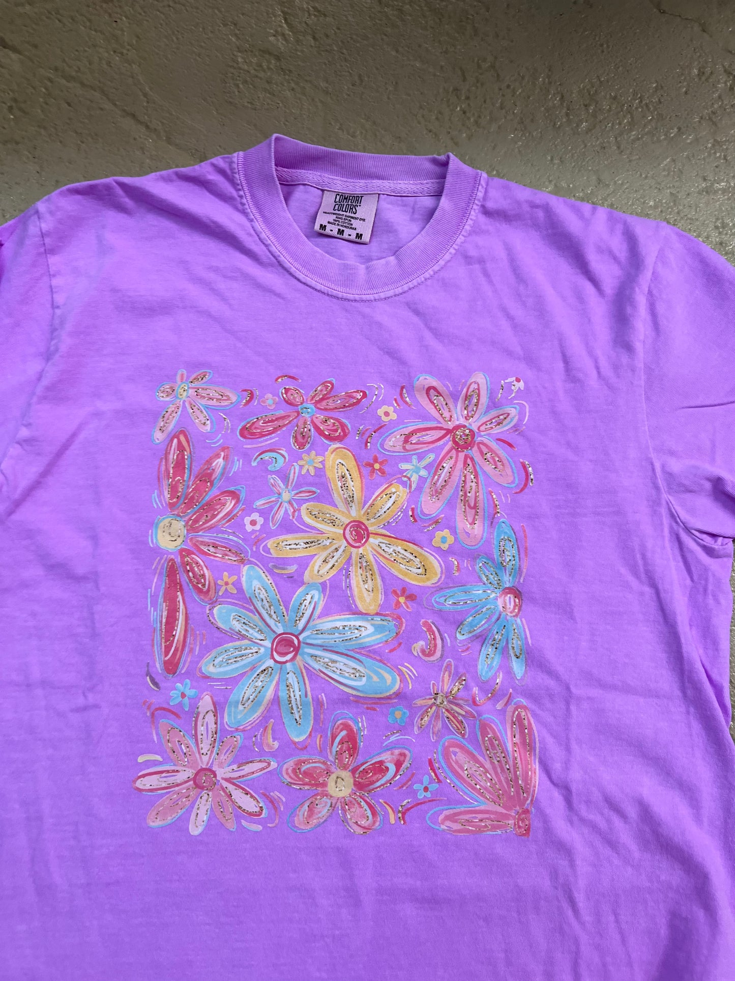 Neon violet flower cc tee - Medium