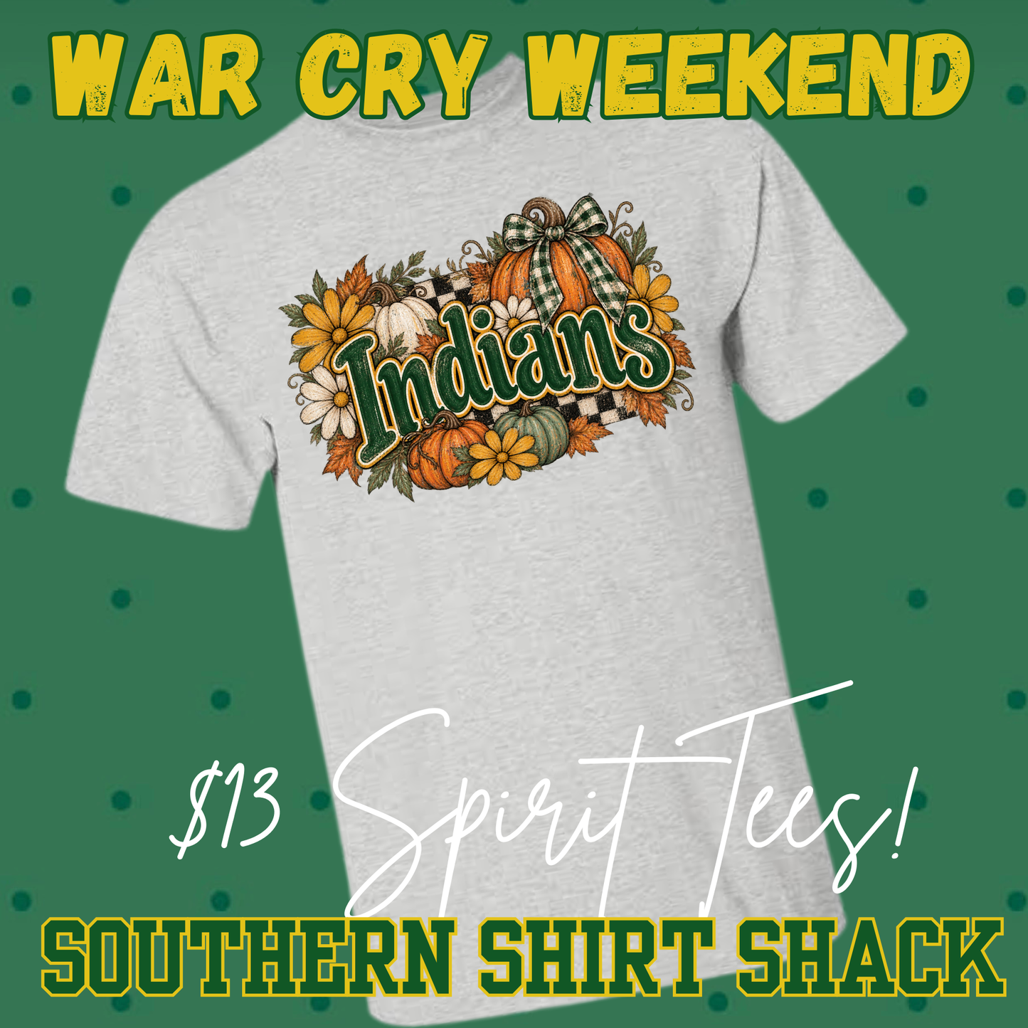 WAR CRY WEEKEND| Gildan FALL INDIANS TEE | YOUTH XS-ADULT 3X