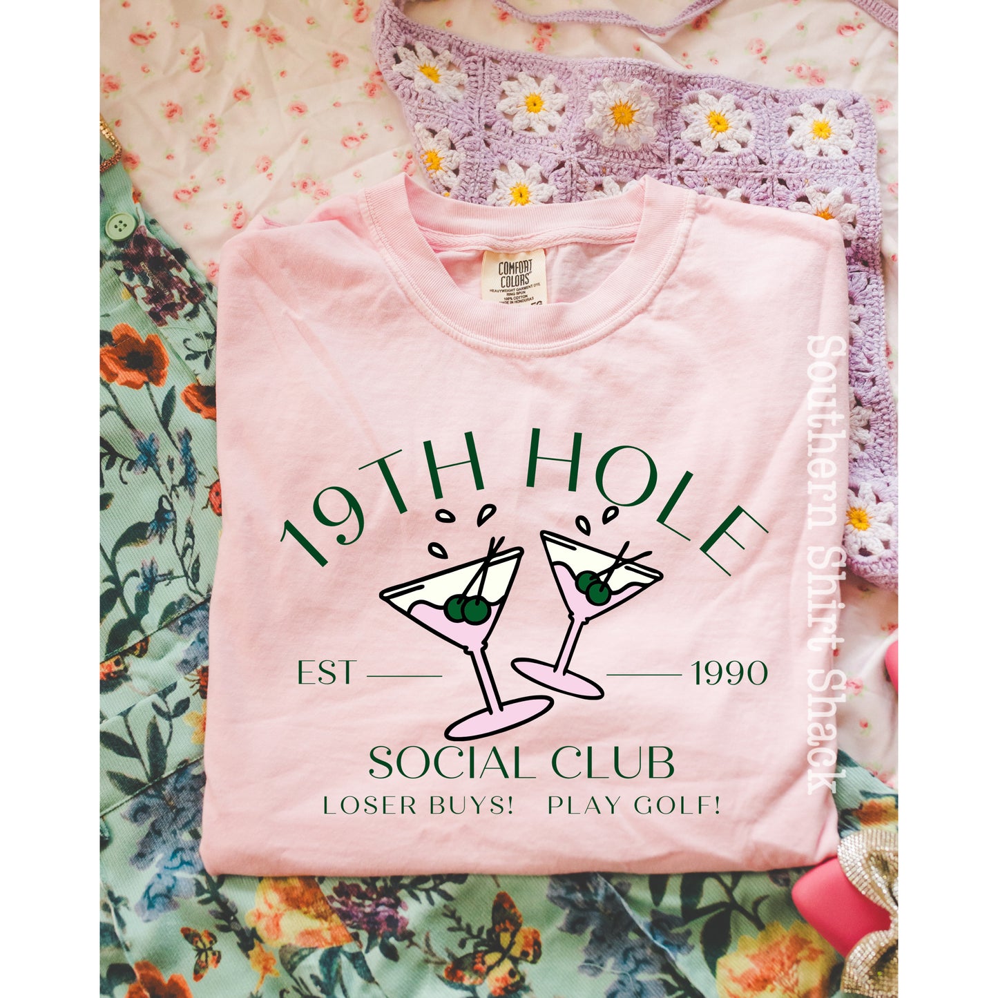 19th Hole Golf Club | Pink Comfort Colors tee