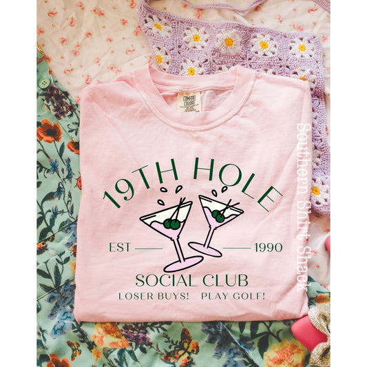19th Hole Golf Club | Pink Comfort Colors tee