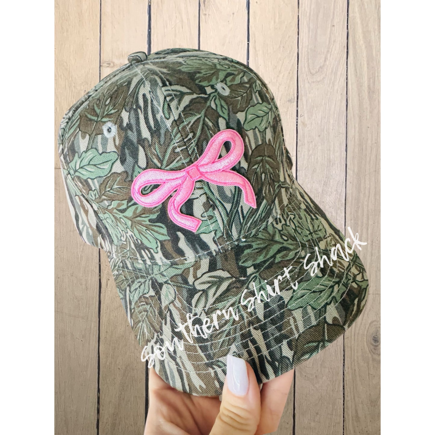 Simple Pink Bow Camo Hat | Mattei Mom Collection