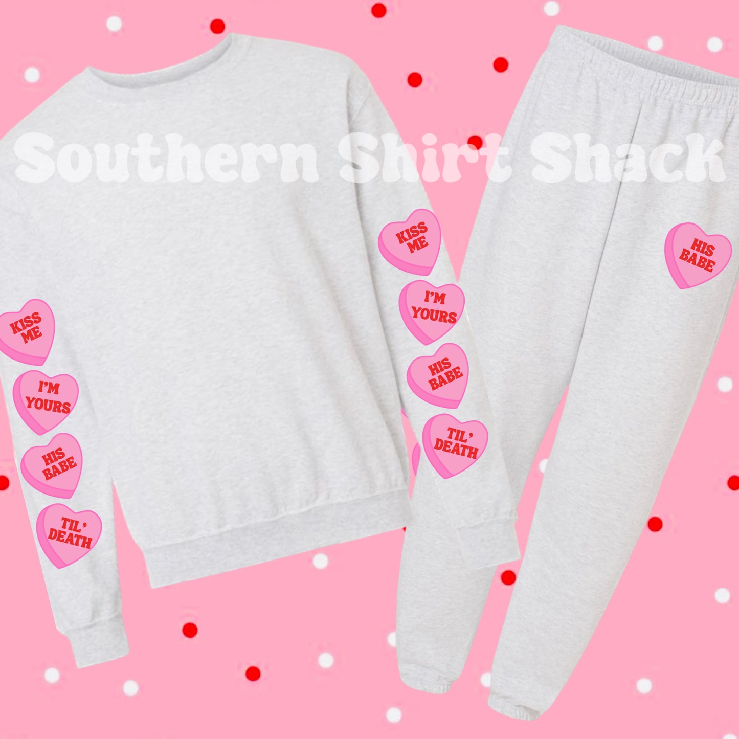 His Babe Conversation Hearts Jogger Set