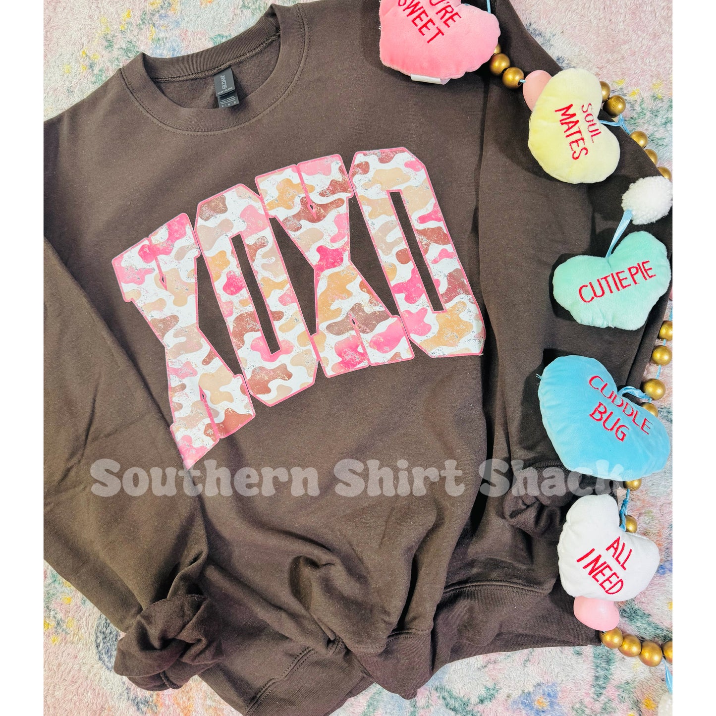Pink Camo XOXO Chocolate Sweatshirt
