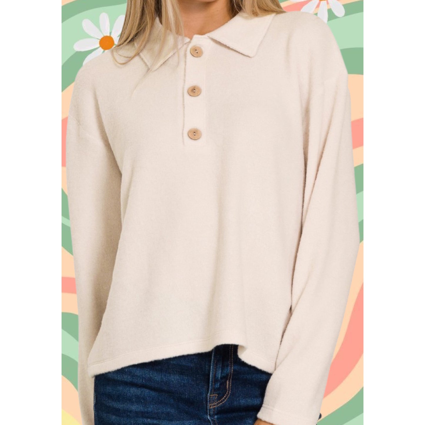 The Brooke Button Down Long Sleeve Fleece Pullover ( ready to ship! )