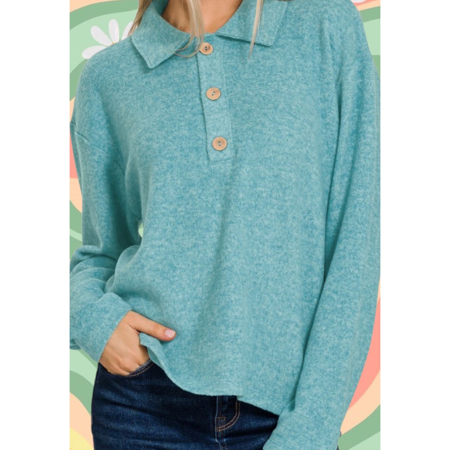 The Brooke Button Down Long Sleeve Fleece Pullover ( ready to ship! )