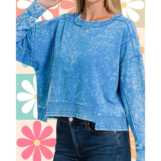 The Sarah Acid Wash Pullover ( ready to ship!)
