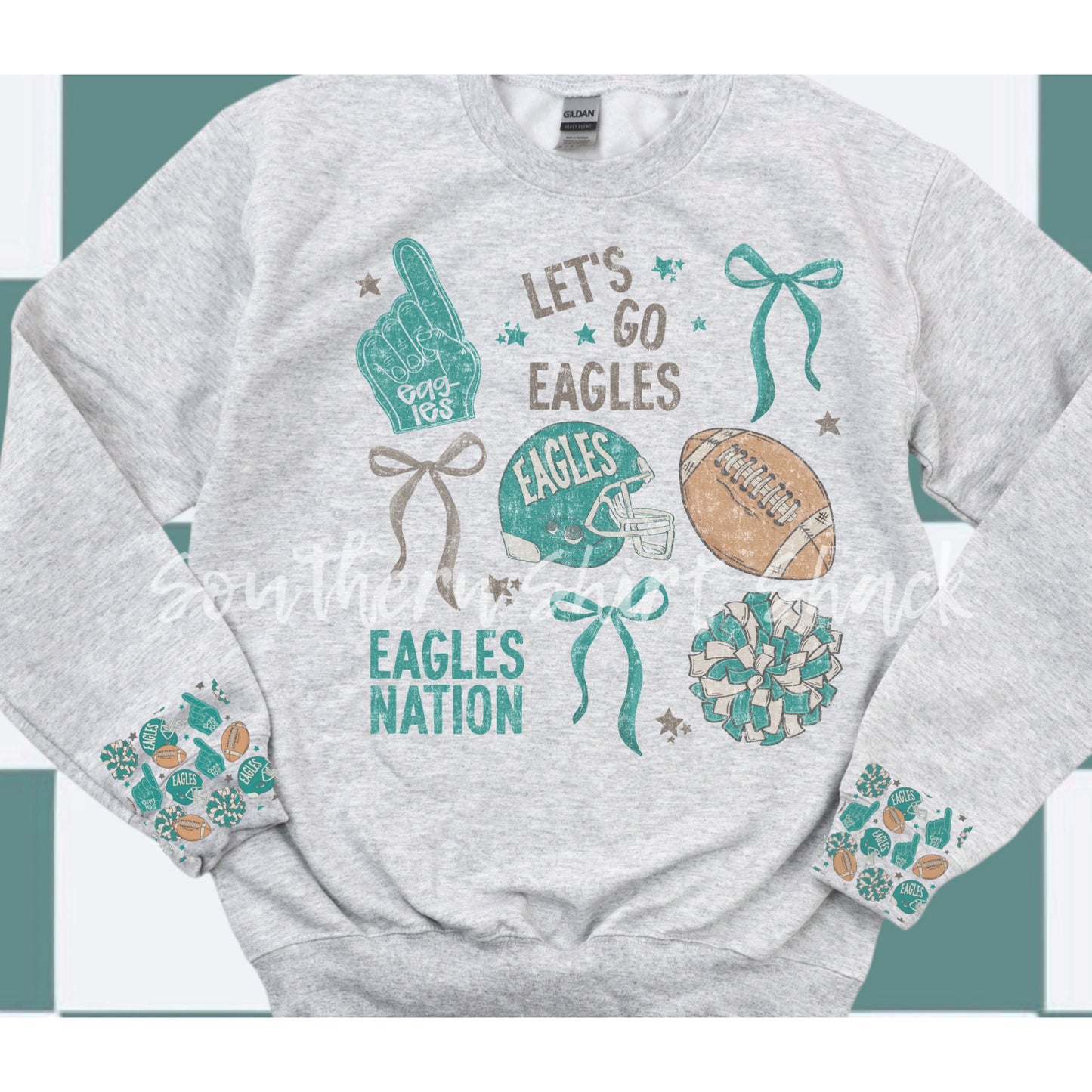 Eagles Collage Sweatshirt with Sleeve Detail | READY TO SHIP