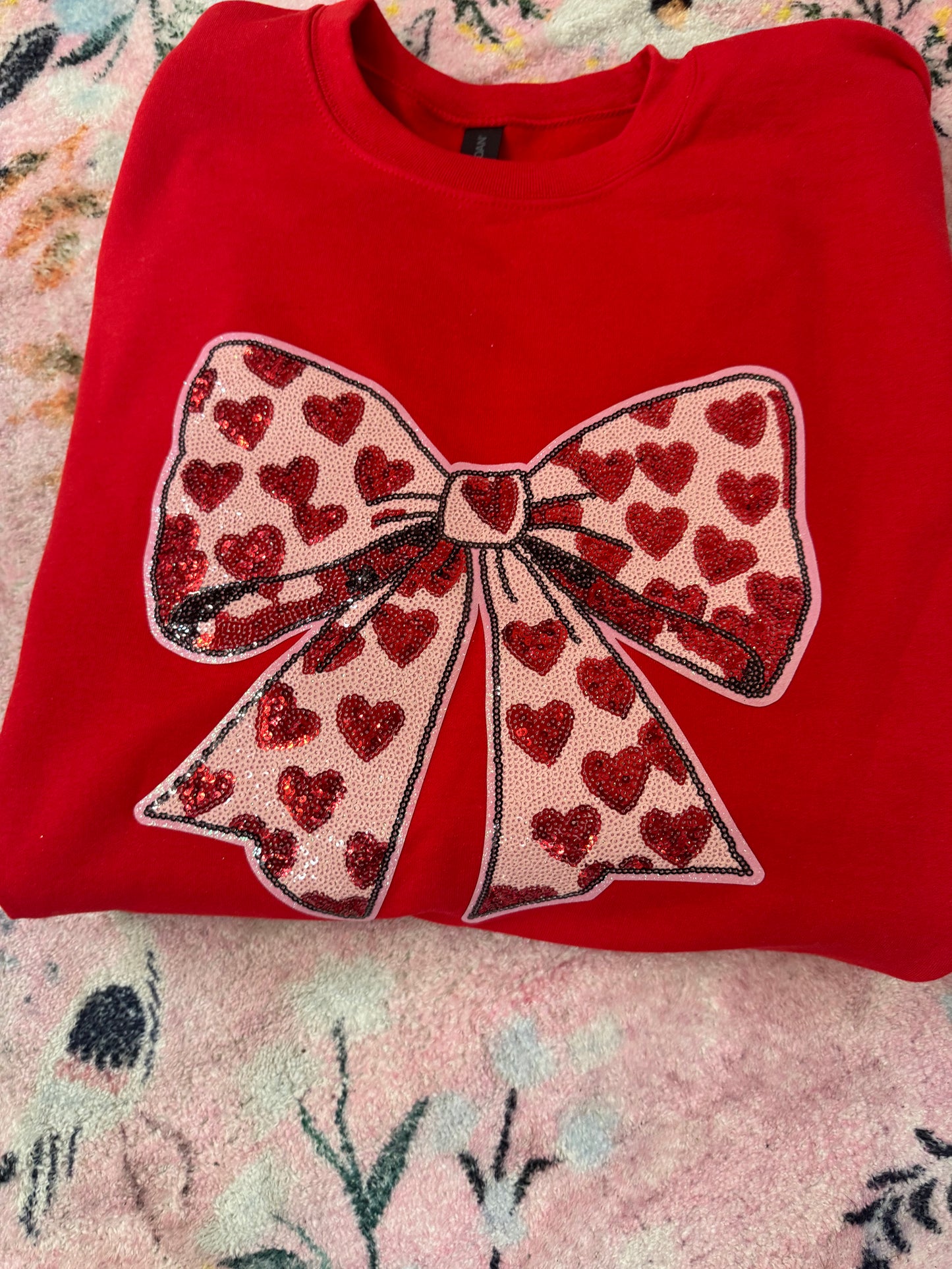Valentine Bow Patch Sweatshirt - READY TO SHIP