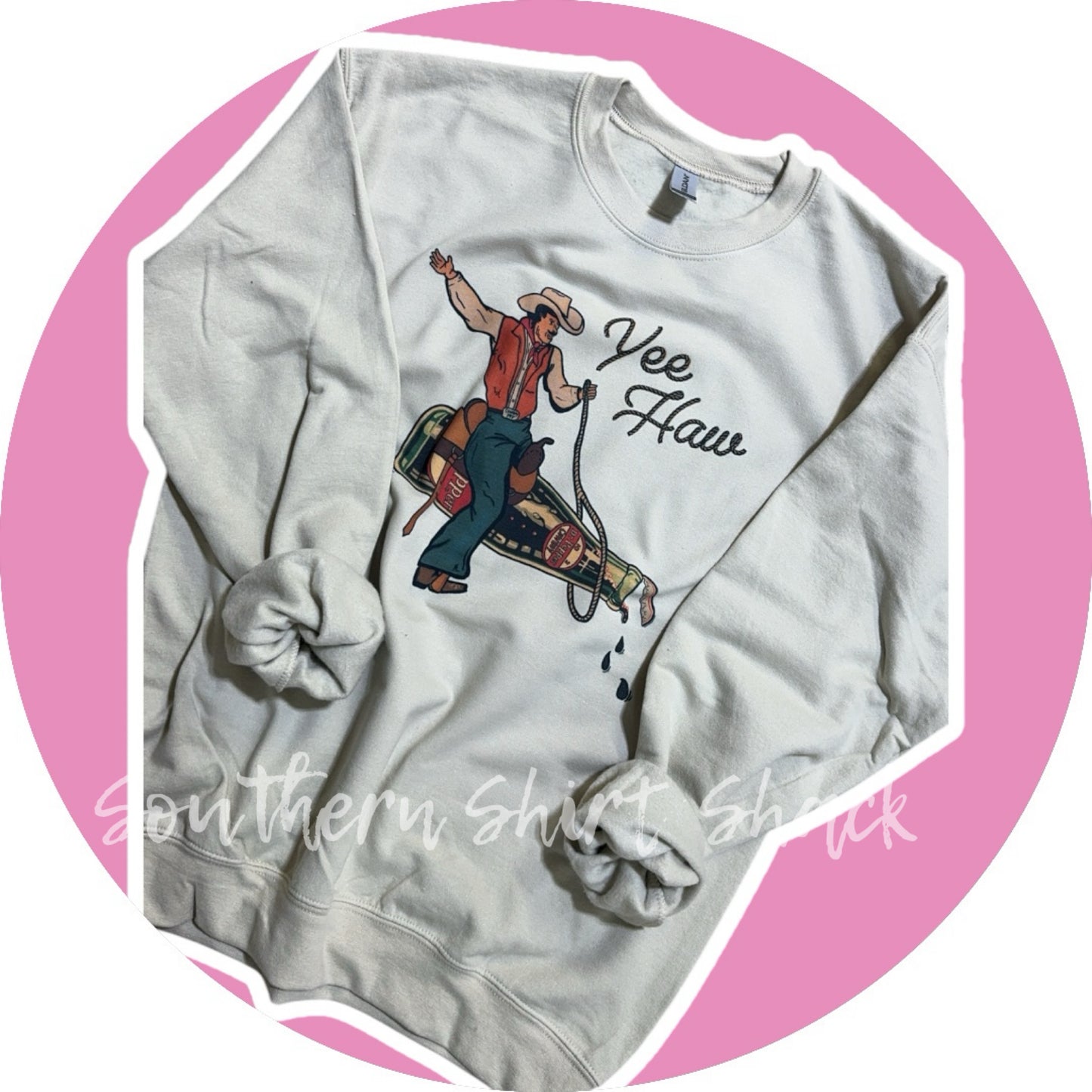 Vintage Cowboy Soda Bottle Sweatshirt | Sand