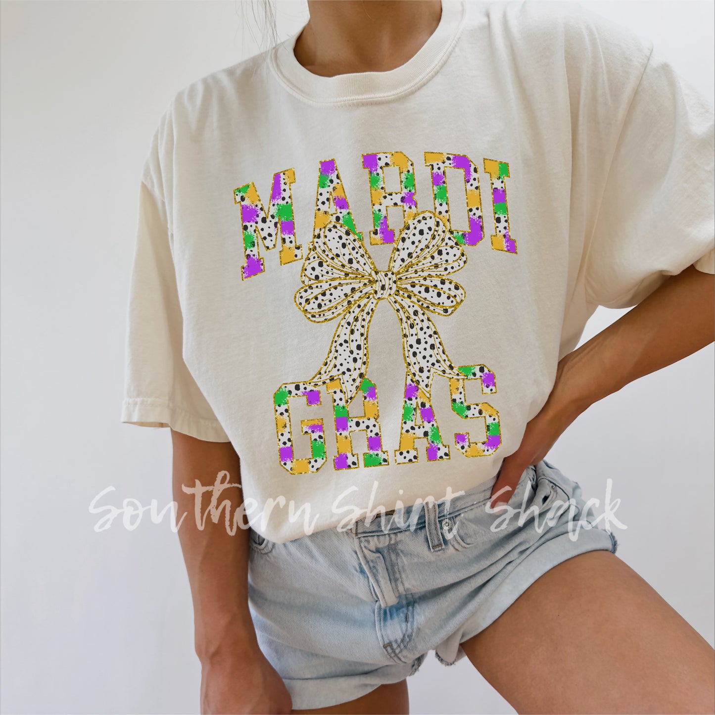 Mardi Gras Brush Stroke Comfort Colors tee | Ivory