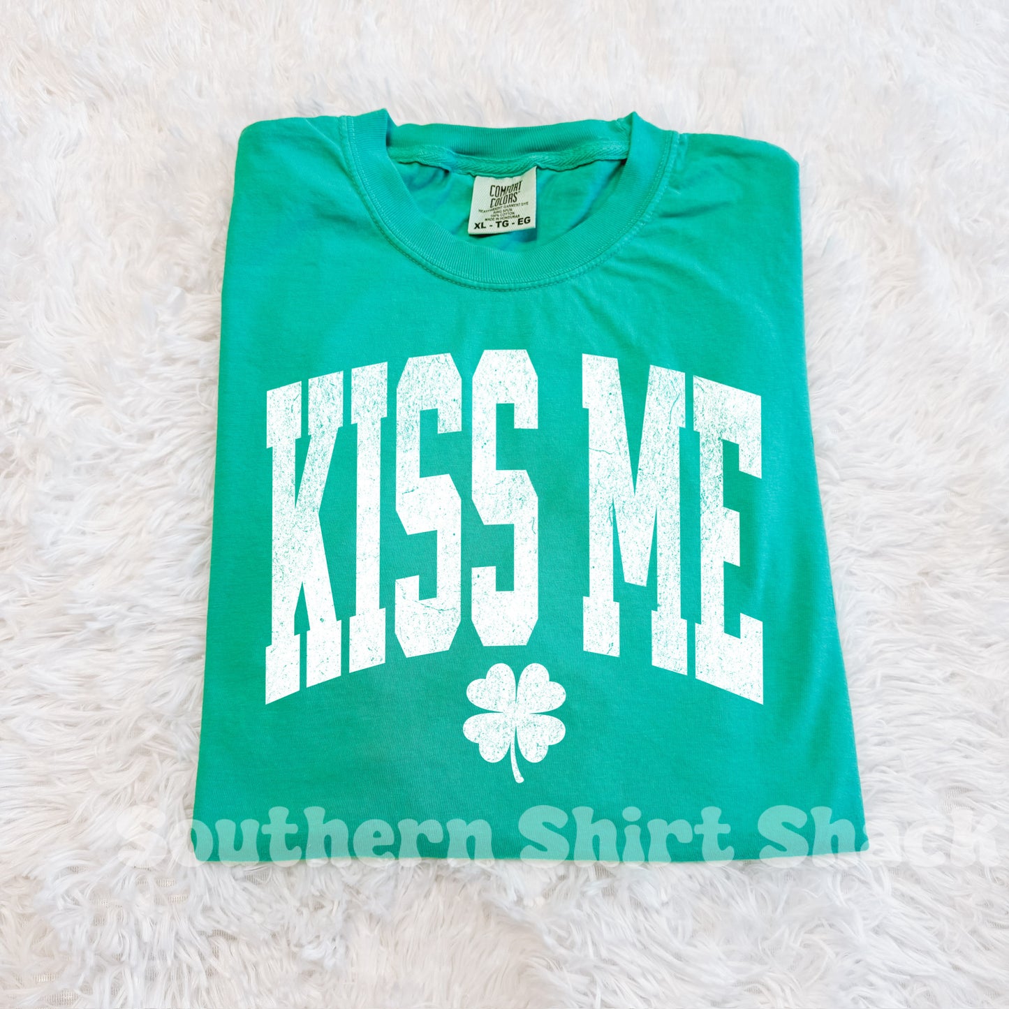 Kiss me clover Comfort Colors tee | Island Green