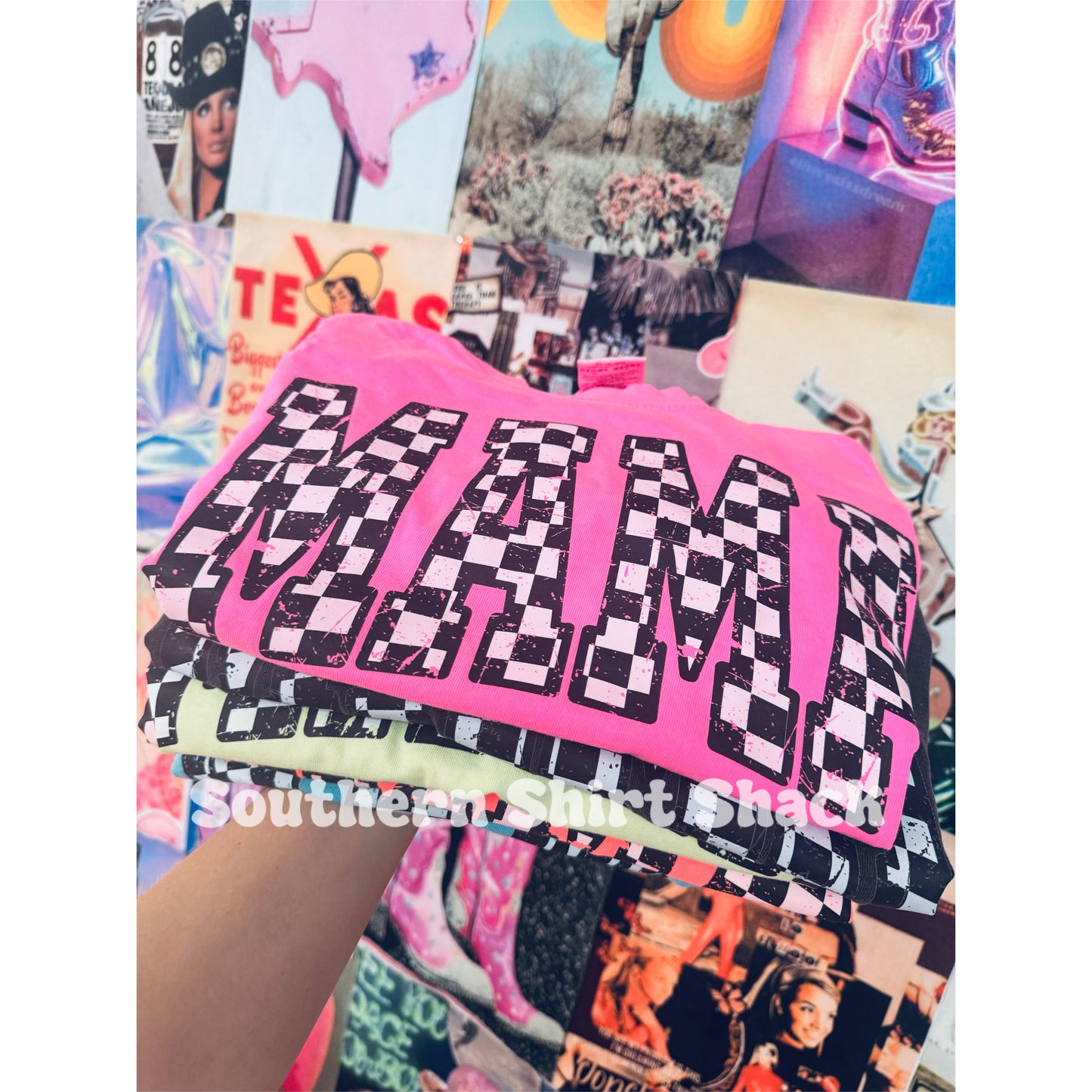 Varsity Checkered Mama Comfort Colors tee