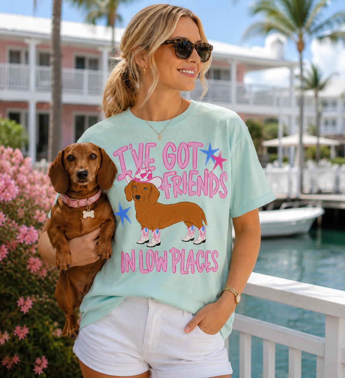 Friends in low places weenie dog | Comfort Colors tee | Island Reef