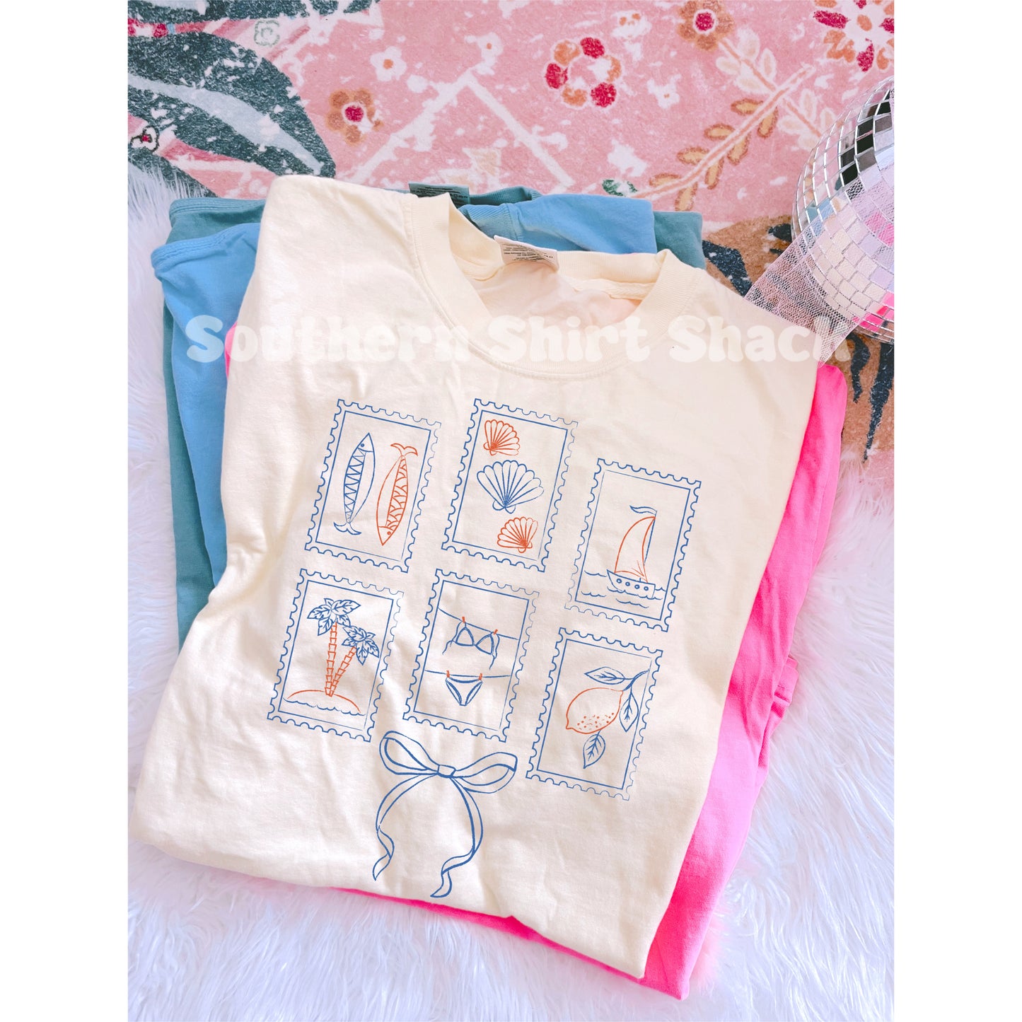 Preppy Beach Stamps Comfort Colors tee | Ivory