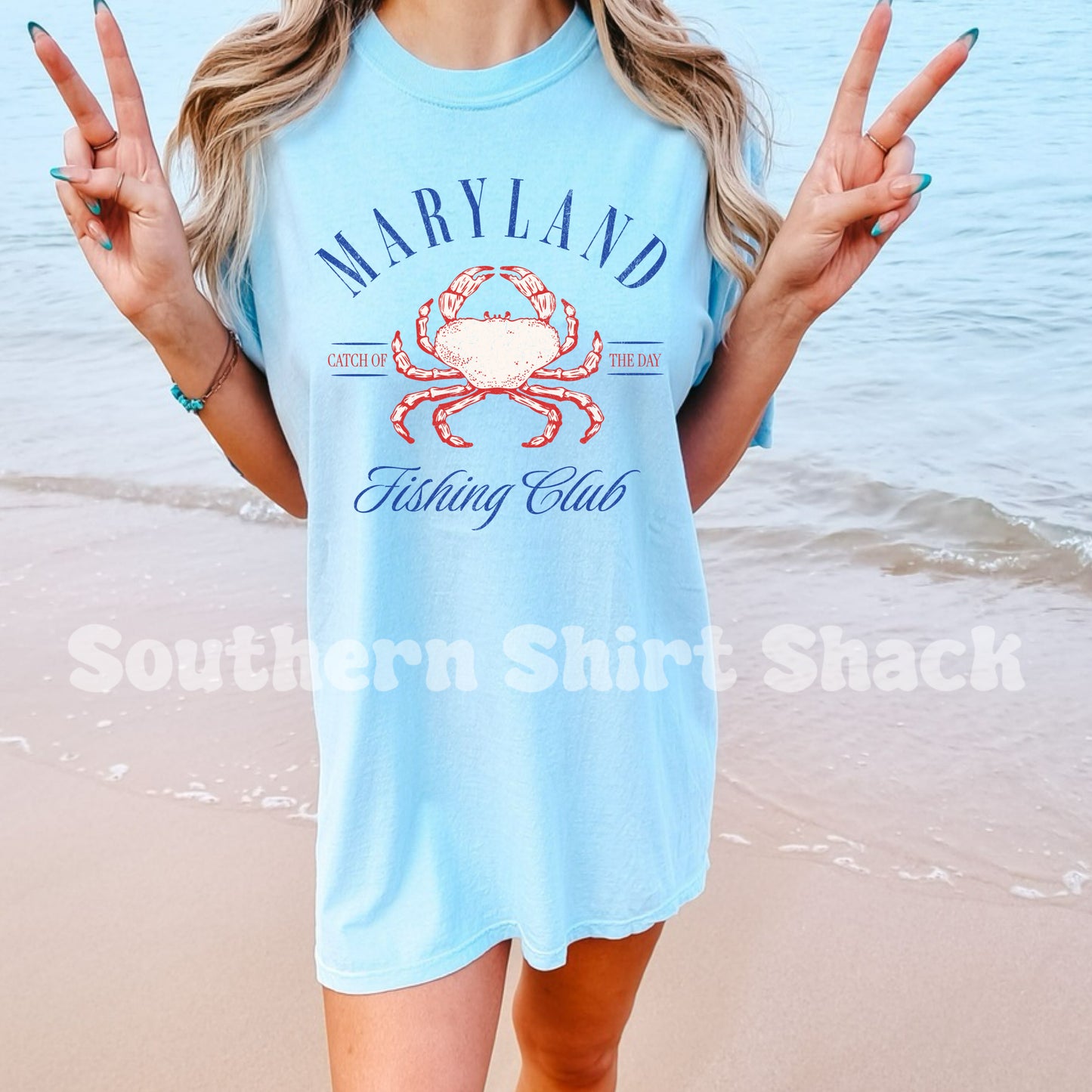 Maryland Beach Club Comfort Colors tee | Chambray