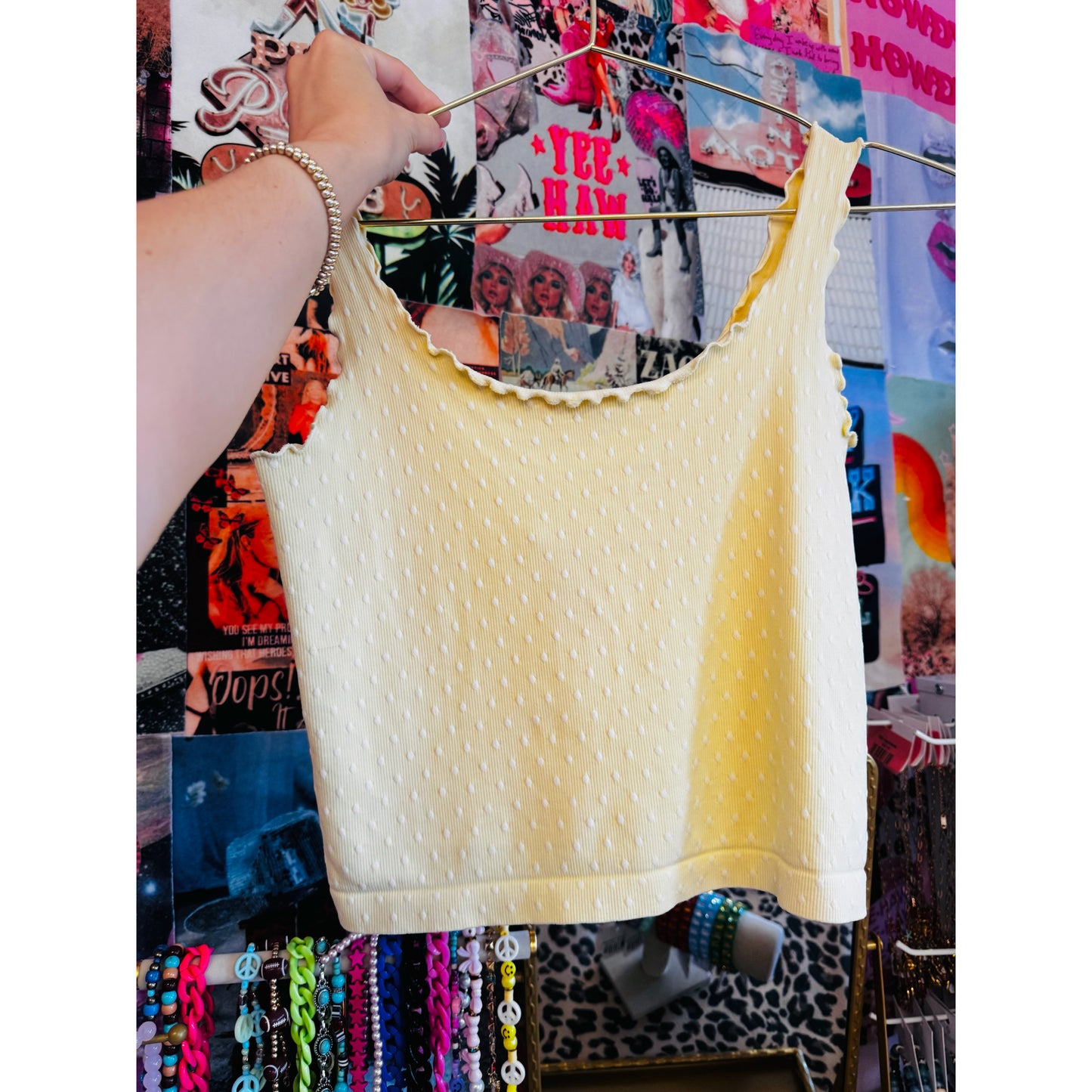 Polka Dot Seamless tank - ONE SIZE - Banana