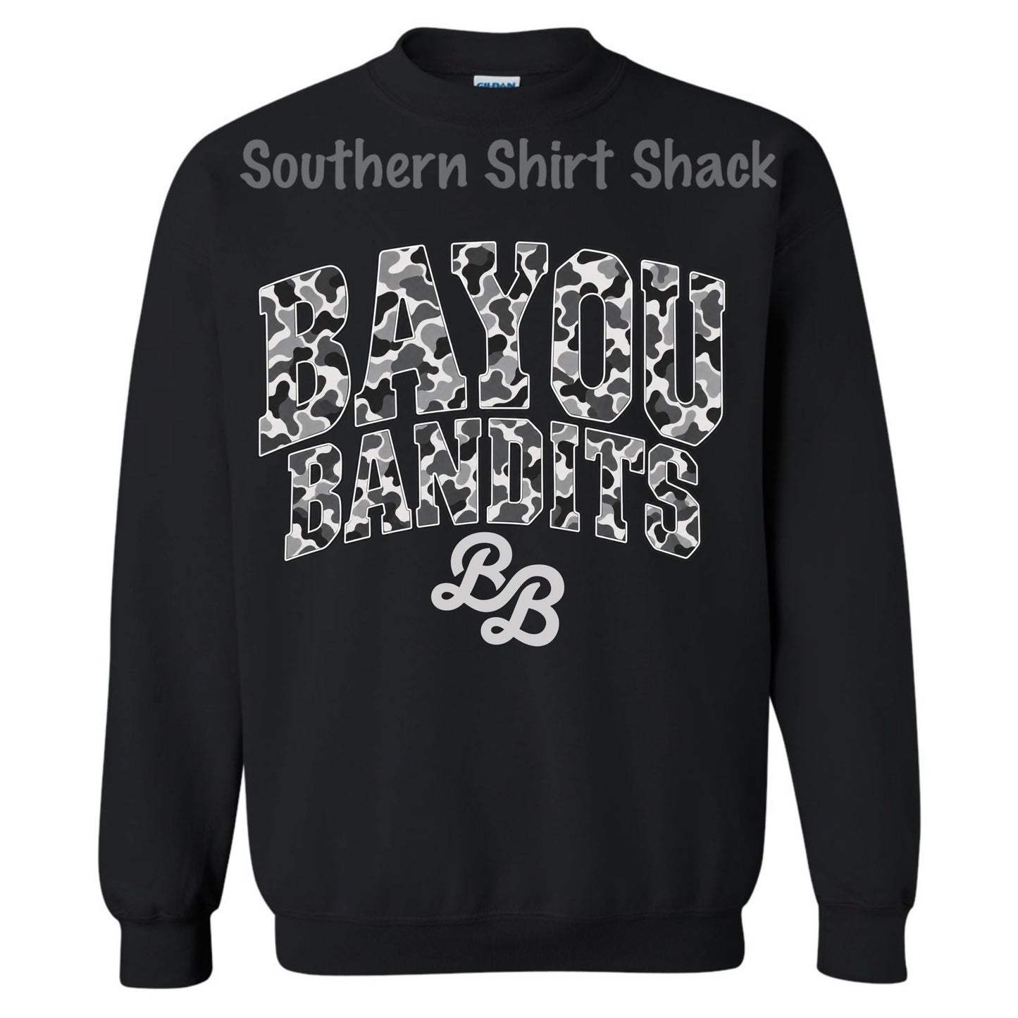 Varsity Camo Bayou Bandits Gildan Crewneck