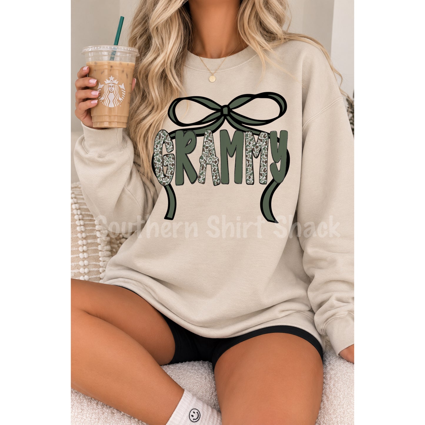 CUSTOM NAME CAMO BOW Sweatshirt | Sand