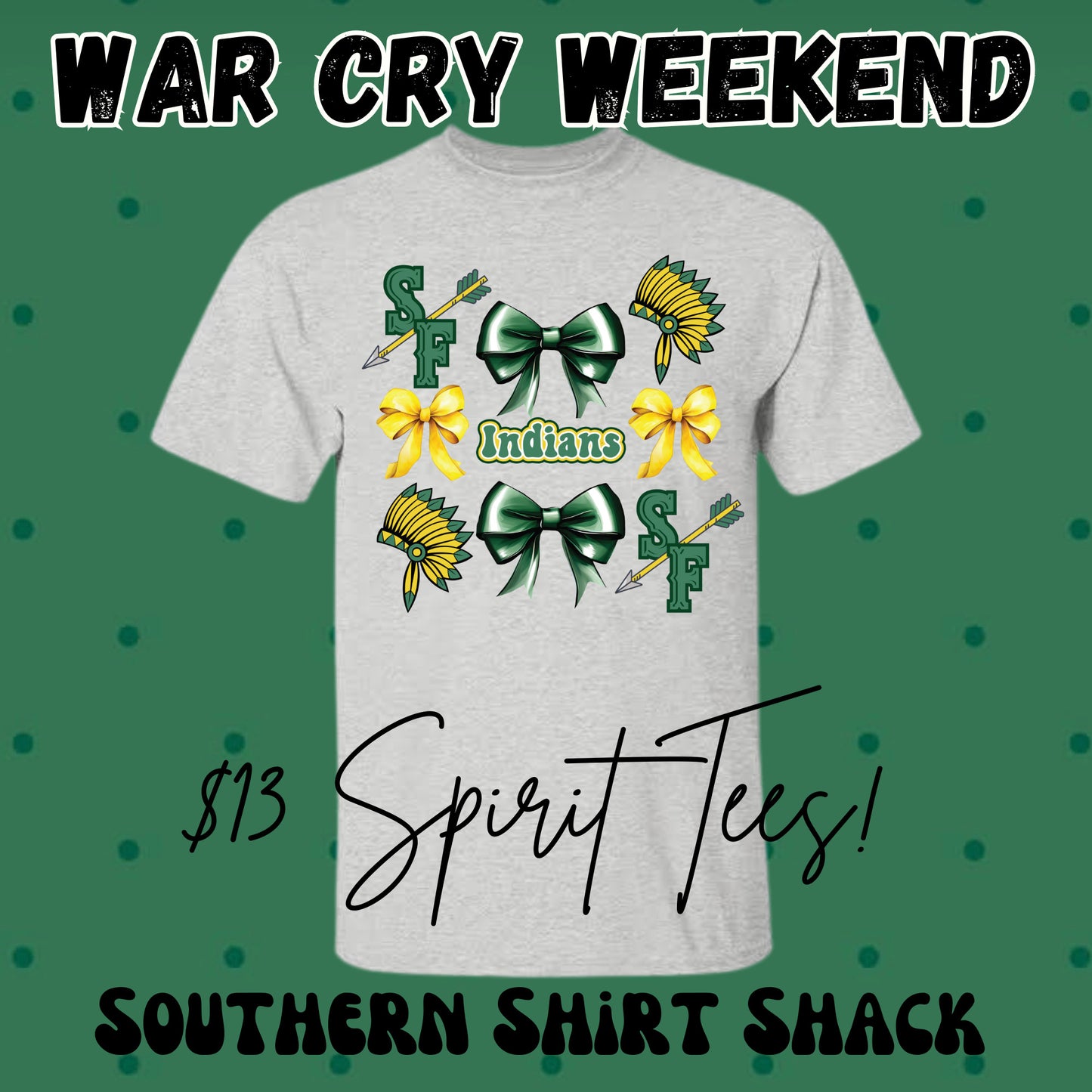 WAR CRY WEEKEND Indians Collage Tee | NO COUPON CODES ALLOWED | Gildan Dryblend | YOUTH XS-ADULT 3X