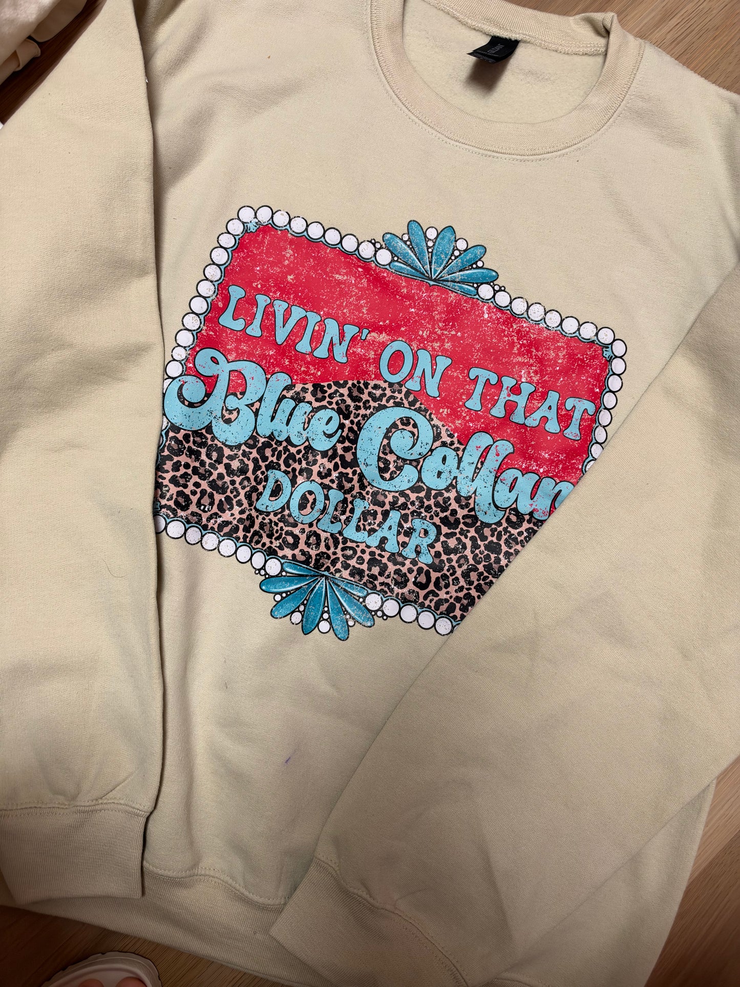 Oopsie blue collar dollar sweatshirt | M | READY TO SHIP