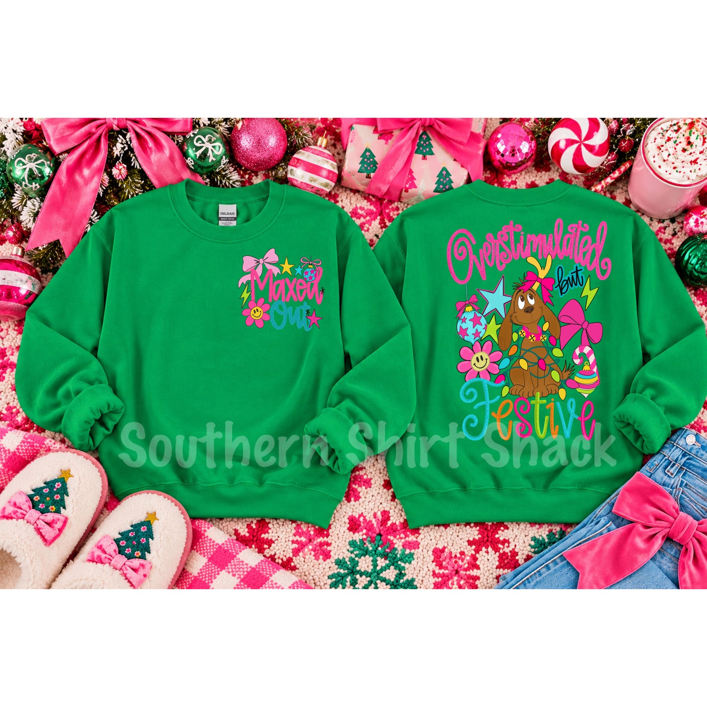 MAXED out Christmas Sweatshirt | Irish green