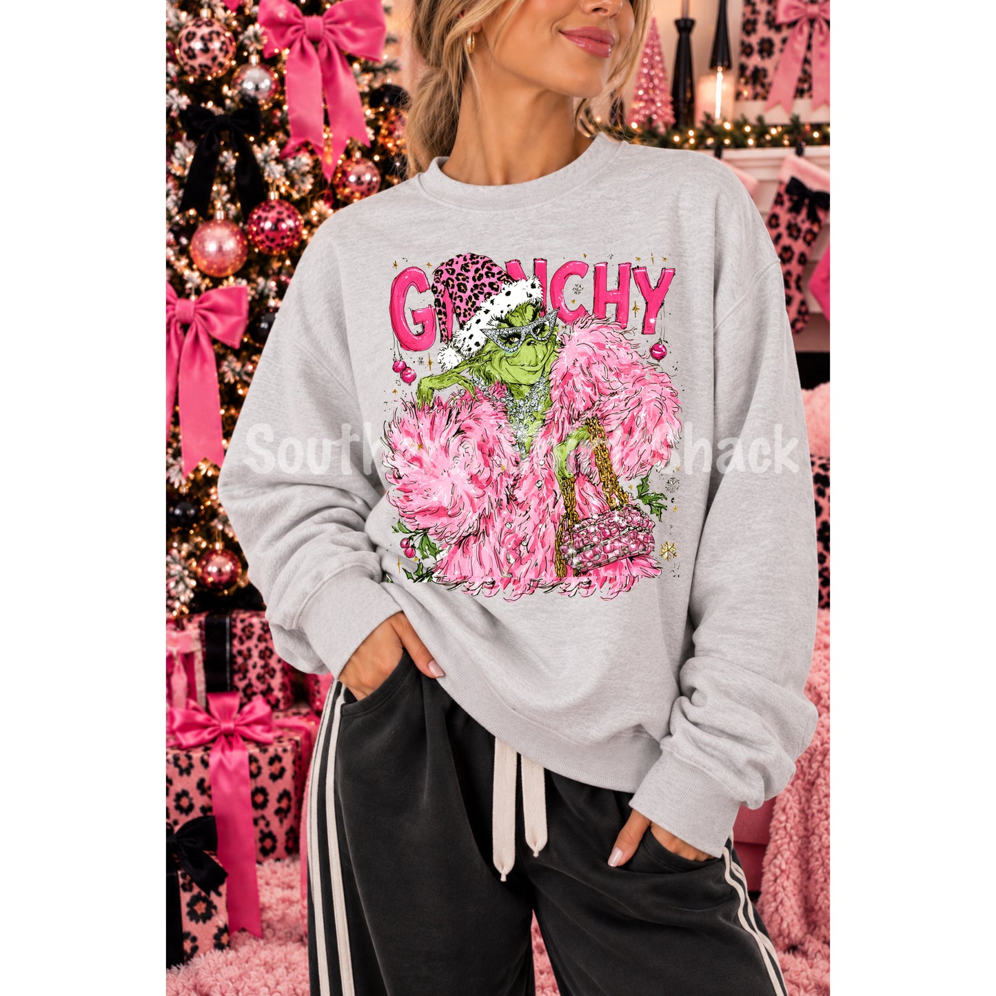 Boujee Green Man Sweatshirt | Ash Gray