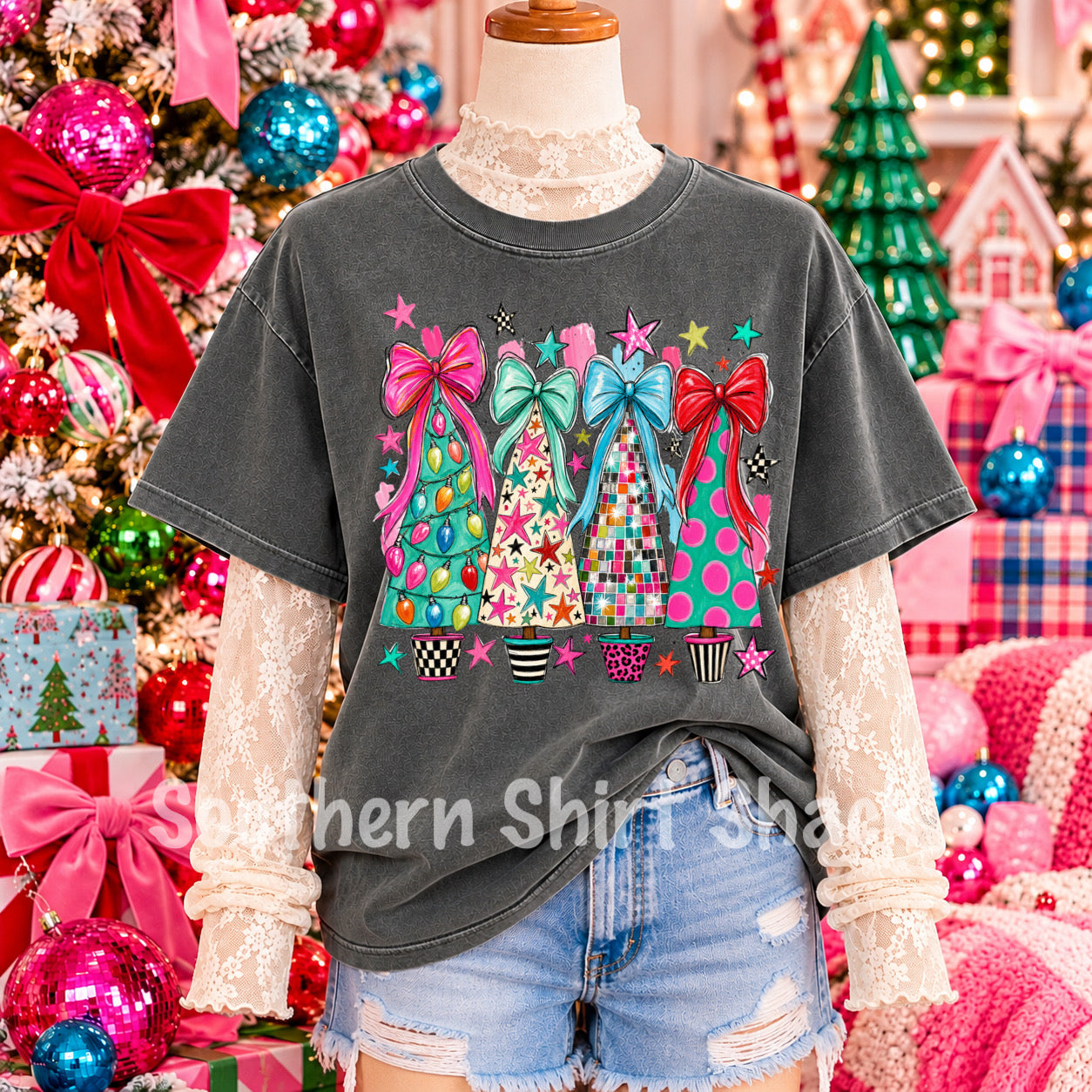 Maximalist Christmas Trees Pepper Comfort Colors Tee