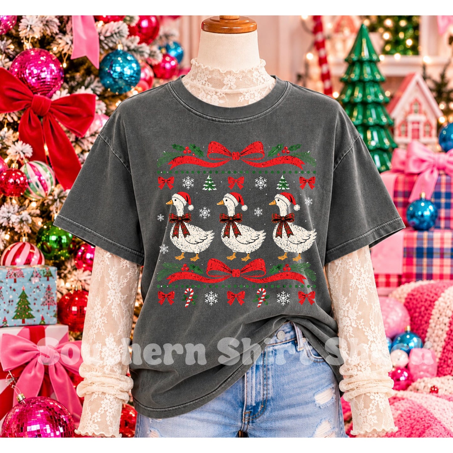 Christmas Geese Pepper Comfort Colors Tee