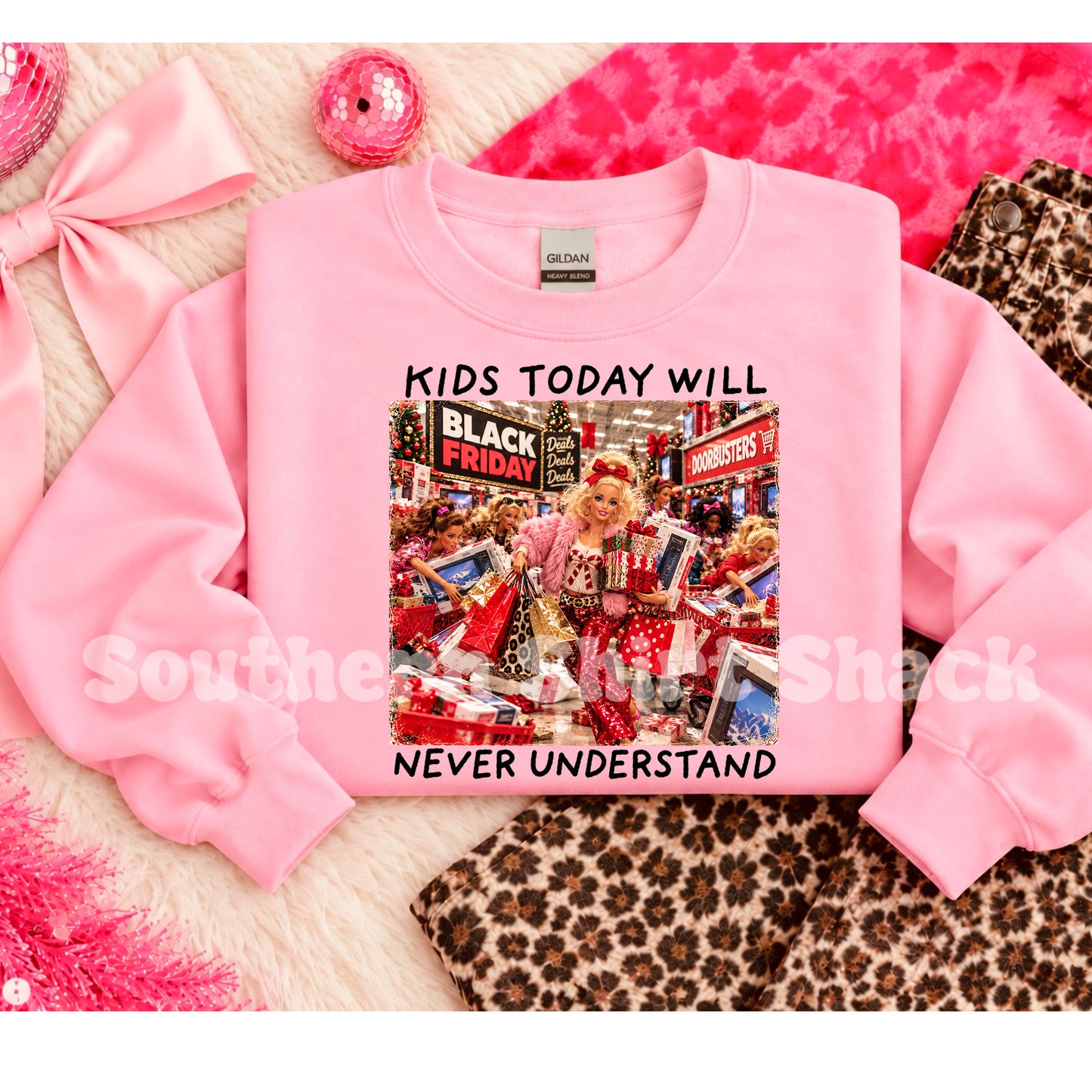 Black Friday Barbie | Light Pink Sweatshirt