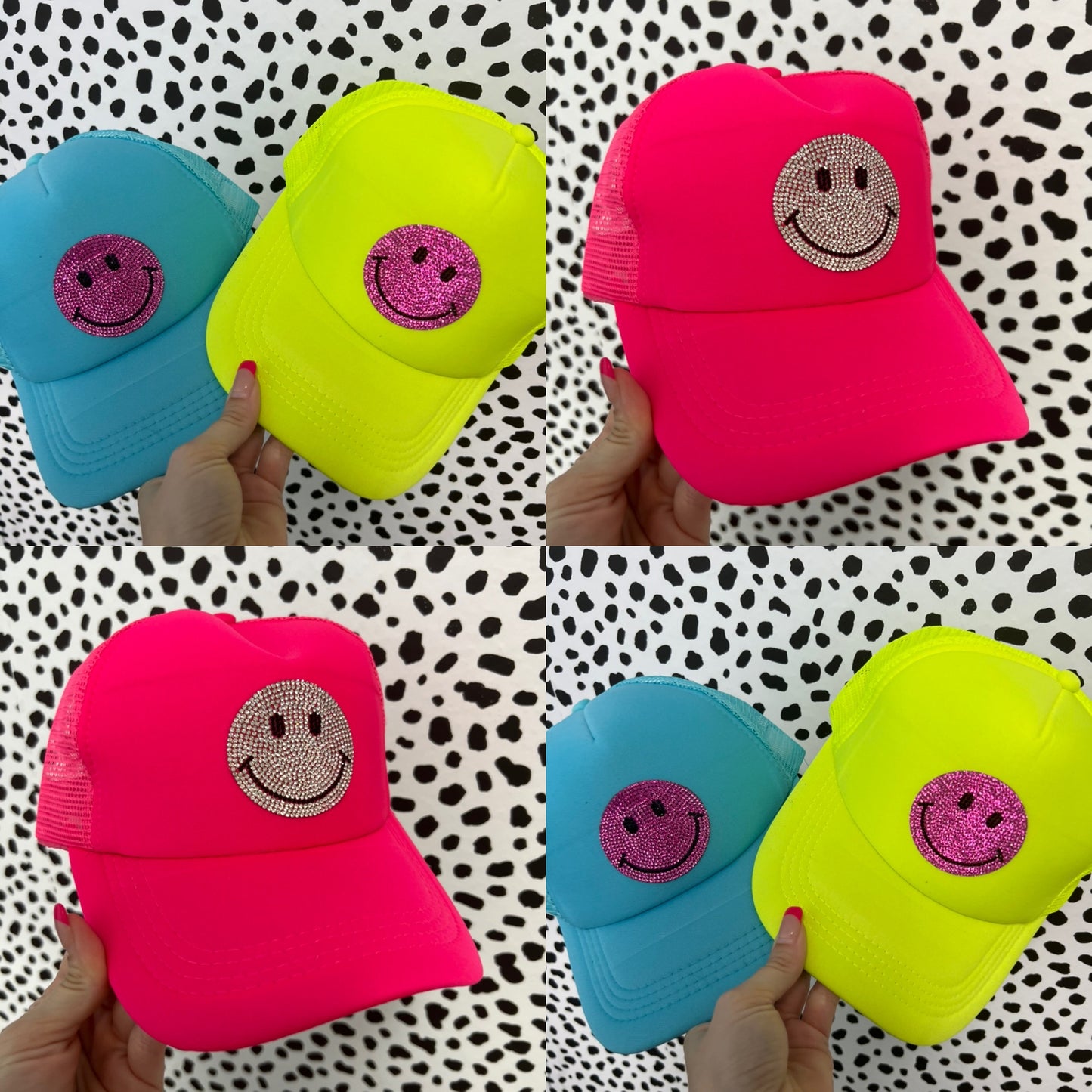 Rhinestone Smiley Trucker Hat