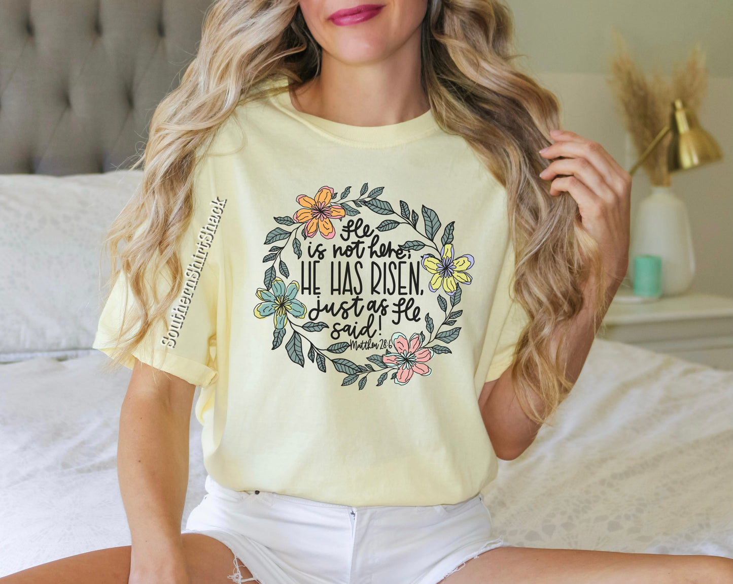 Floral He has Risen Comfort Colors Tee