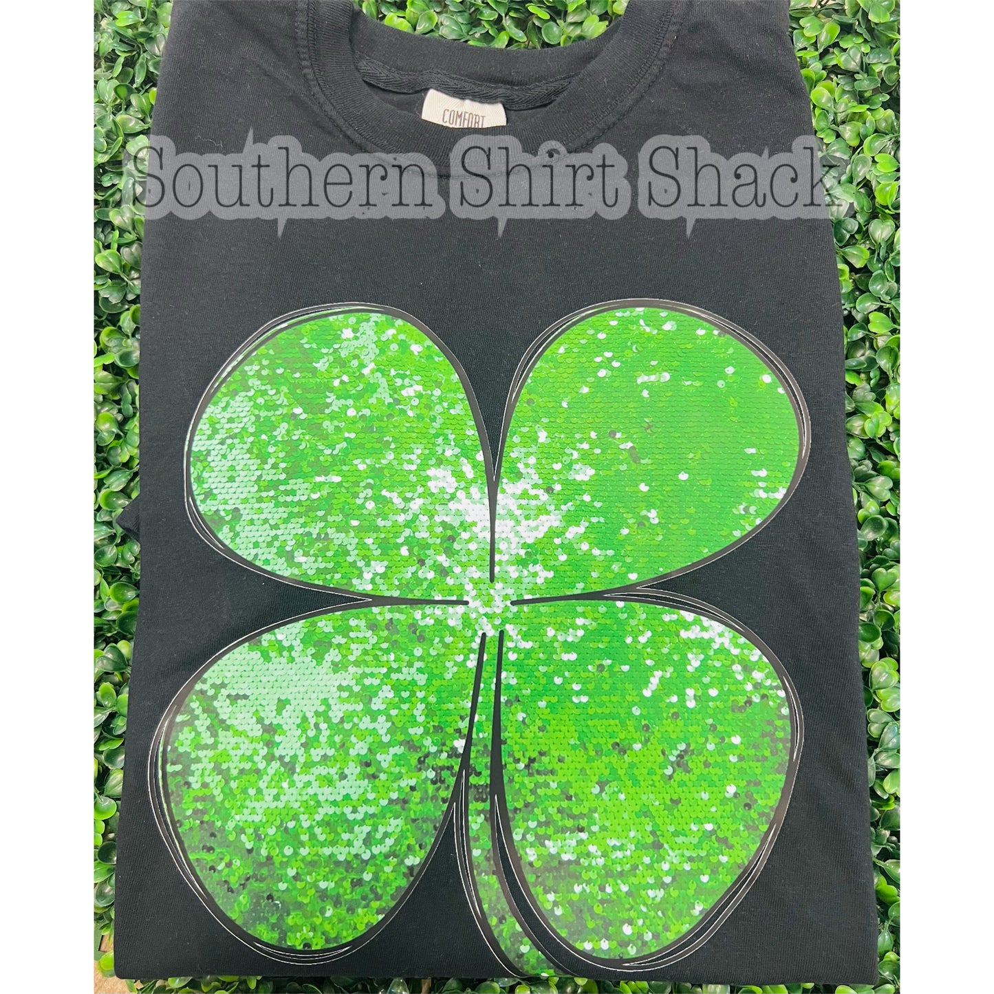 Faux Sequin Shamrock Comfort Colors Tee
