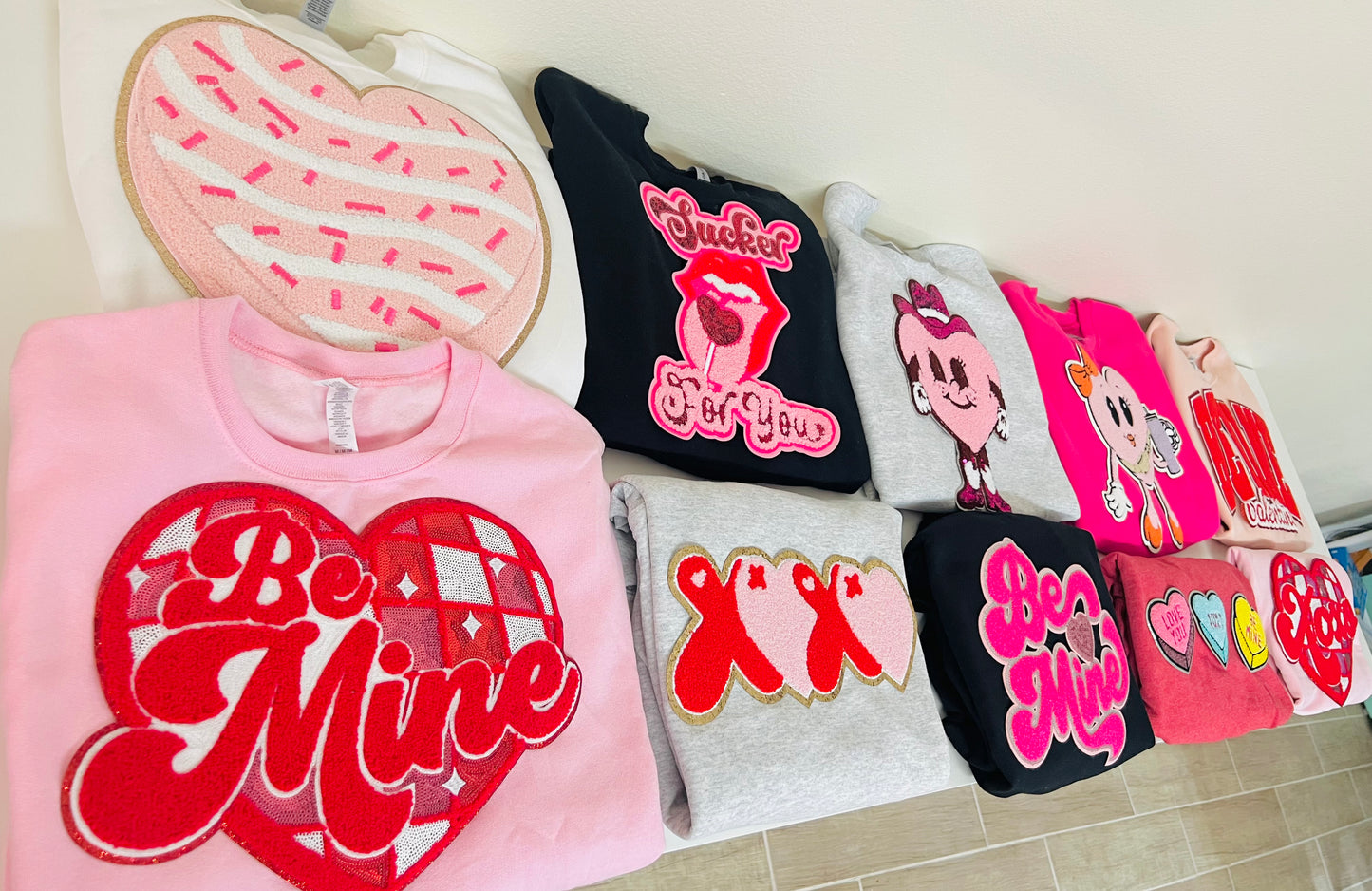 READY TO SHIP Mystery Valentines Day Chenille Patch Sweatshirt