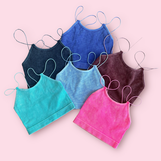 Strappy Mineral Wash Ribbed Bra/Tank