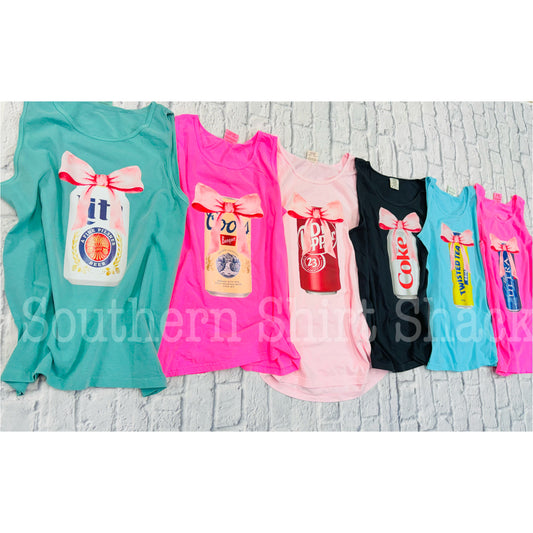 Preppy Bow Drink | Comfort Colors Tank