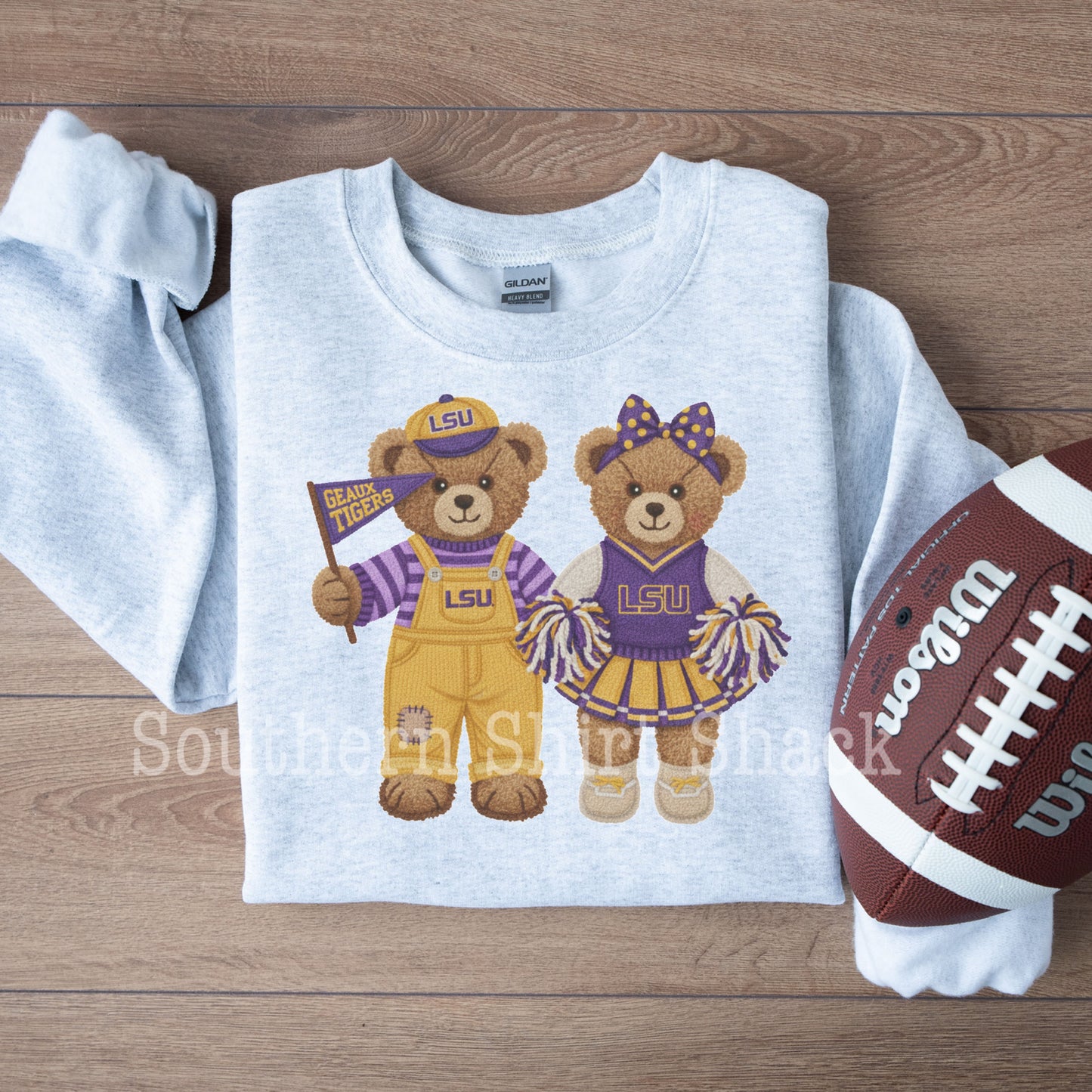 Faux Yarn College Teddys | ADD YOUR TEAM IN NOTES AT CHECKOUT | Ash Gray Sweatshirt