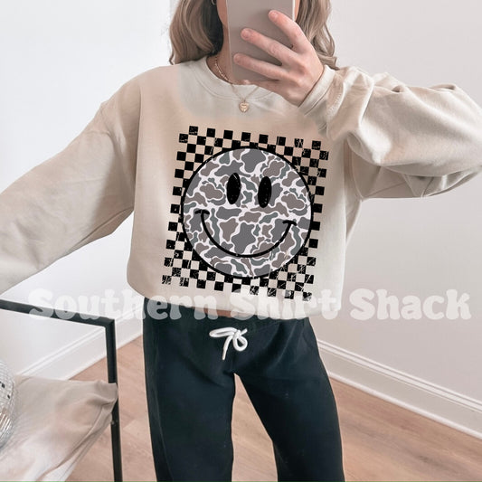 Checkered duck camo smiley Sweatshirt | Sand