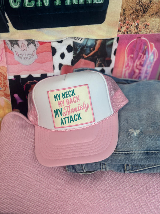 My Anxiety Attack White/Pink Trucker Hat | READY TO SHIP