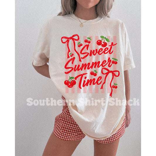 Preppy Sweet Summertime Cherries Comfort Colors tee | Ivory