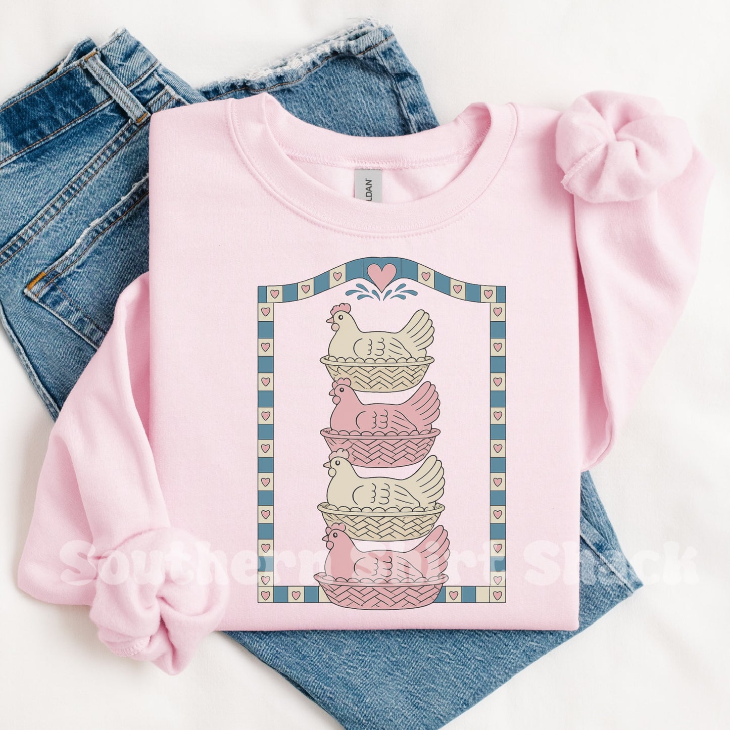 Vintage Hens | Light Pink Sweatshirt