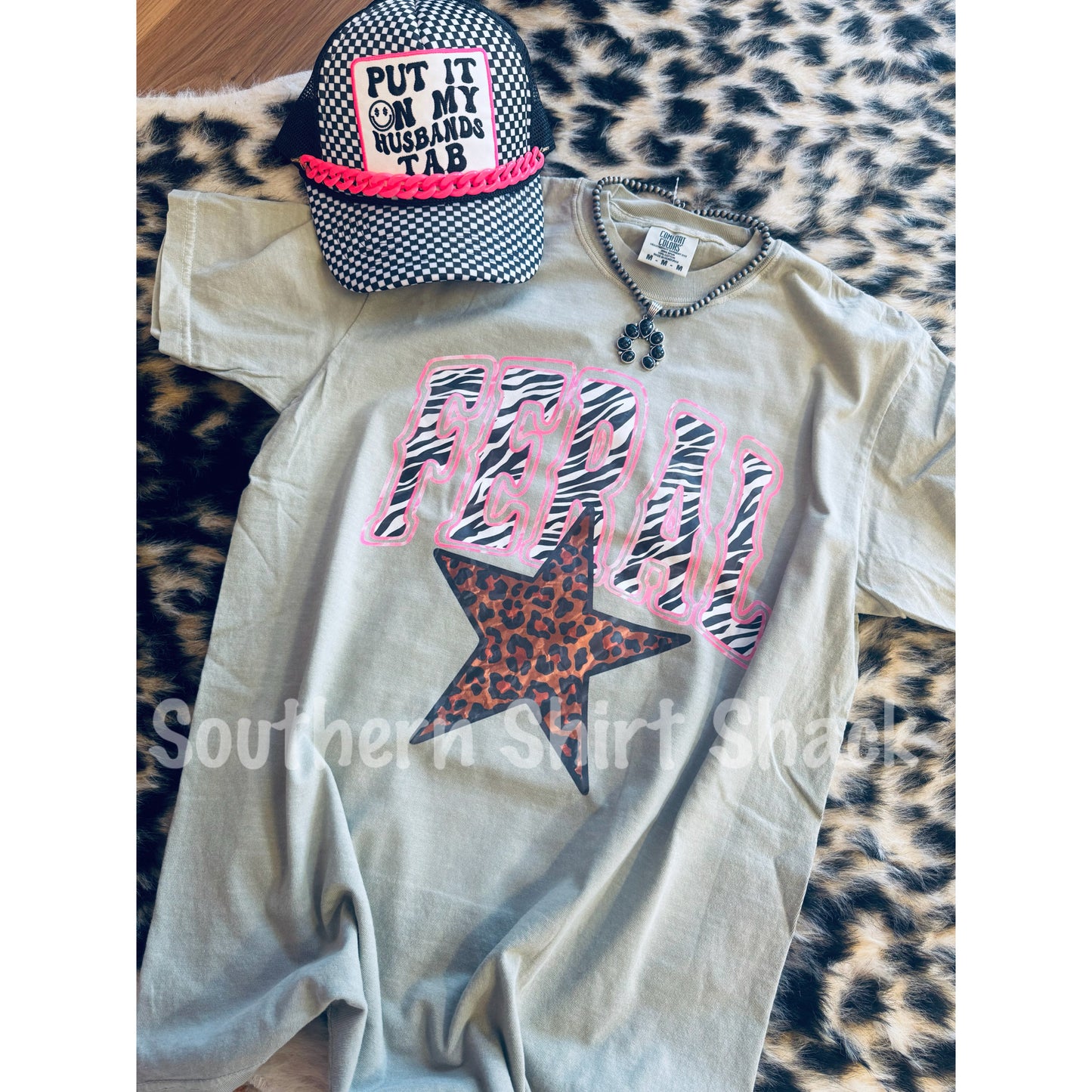 Feral Zebra Print | Sandstone comfort colors tee