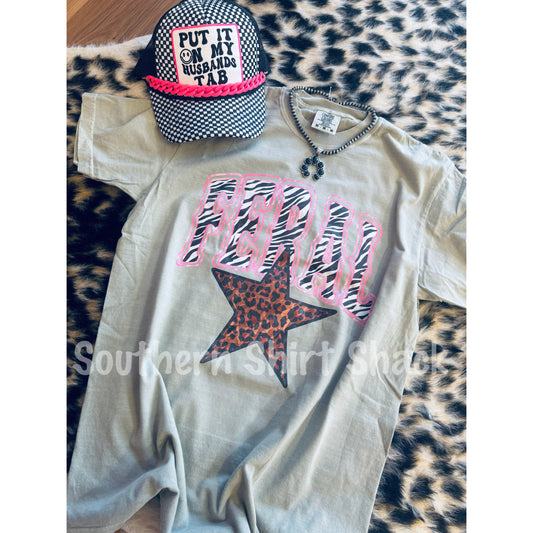 Feral Zebra Print | Sandstone comfort colors tee