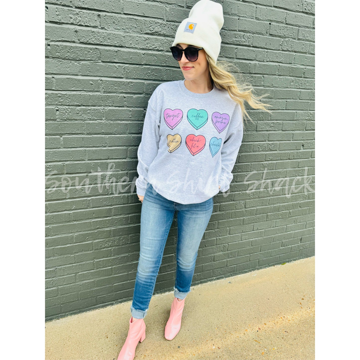 Everyday favs Conversation Heart Sweatshirt | Ash Gray