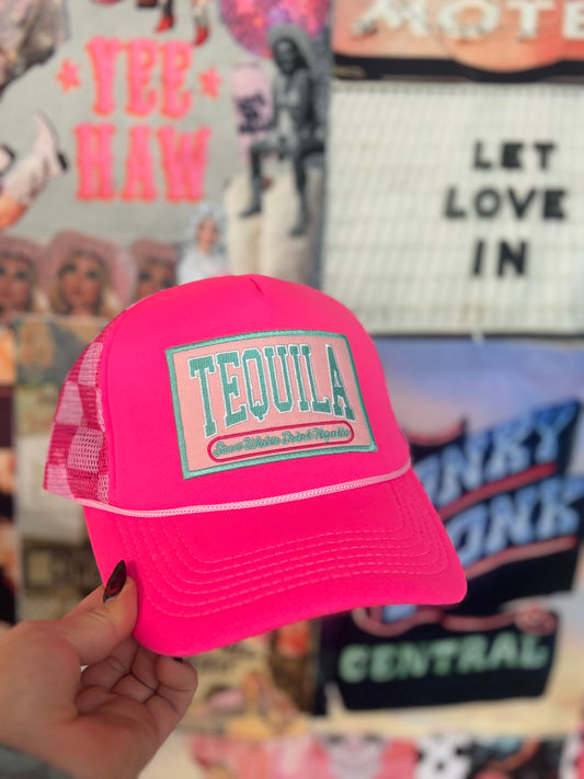 Tequila Neon Pink Trucker Hat | READY TO SHIP
