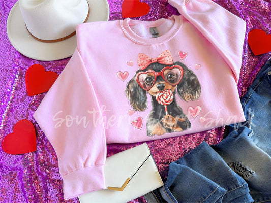 Girly Weenie Dog Sweatshirt | Light Pink