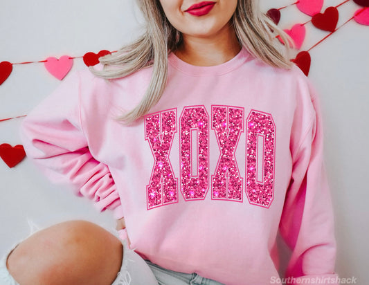 Varsity XOXO faux sequin Sweatshirt