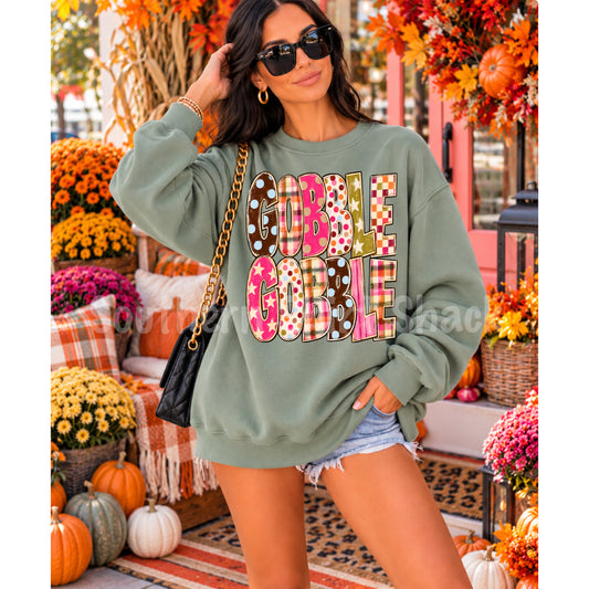 Preppy Gobble Gobble Sage Gildan Softstyle Sweatshirt