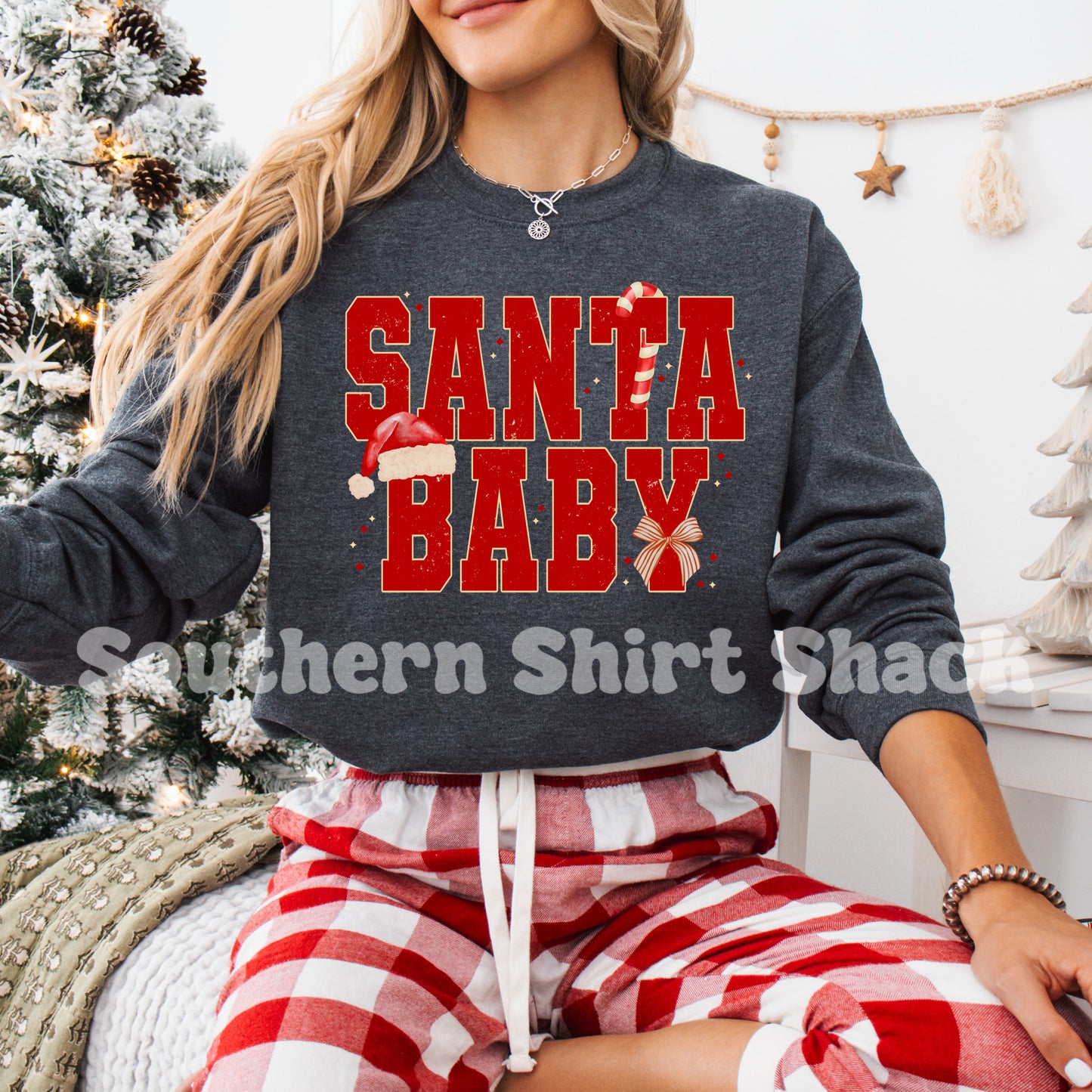Santa Baby | Heather Navy Sweatshirt