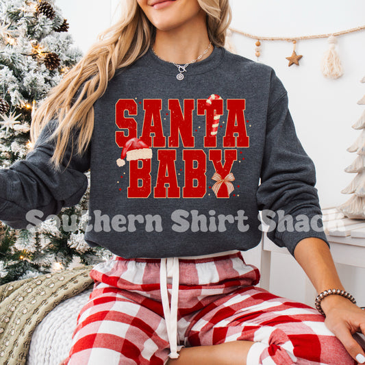 Santa Baby | Heather Navy Sweatshirt
