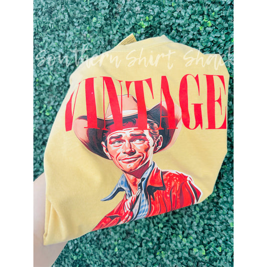 Vintage Cowboy Comfort Colors Tee | Mustard